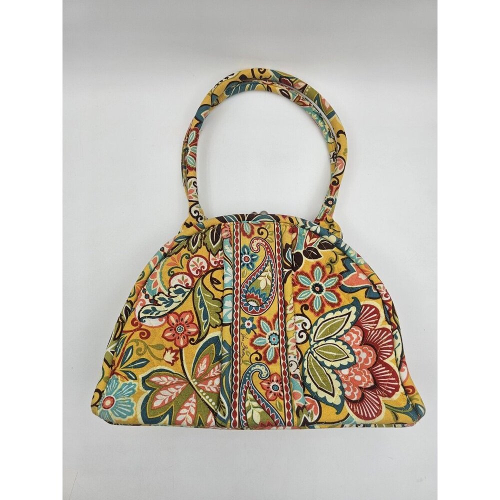 Vera Bradley Eloise Floral Handbag Purse Kiss Lock Clasp Closure - Lemon Parfait